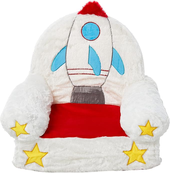 Amazon Basics Children's Plush Toddler Chair, Rocket, Multicolor