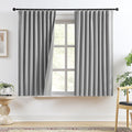 RAIN CITY Grey Linen Blackout Curtains 63 Inches Long,100% Light Blocking Textured Curtains for Bedroom Thermal Back Tab Rod Pocket Curtains 2 Panels with Hooks 50 x 63