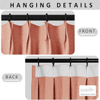 Macochico 120”Wx102”L 100% Blackout Linen Curtains Pinch Pleated Thermal Panels for Sliding Door Bedroom Living Room Farmhouse Shabby Chic Orange Burlap Curtains with Tieback 1 Panel