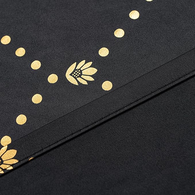 Grommets Blackout Long Window Curtains Black Gold-52W*84L 2PCS Drapes for Bedroom