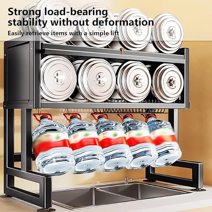 Home Furnishing Over The Sink Dish Drainer Drying Rack 3 Tier Over Sink Dish Rack for,oversink Dish Dry Rack,Space Saving Dish Drying Rack,Kitchen Sink Organizer countertop(Black,55cm/21.7in)