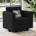 Belffin Modular Sectional Arm Accent Chair with Storage Seat Velvet Armchair Single Sofa Club Chair Black