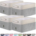 BALEINE 4 Pack Fabric Storage Bins for Shelves, Linen Storage Baskets for Organizing, Decorative Closet Bins for Clothes, Home (Grey, 15"x11"x9.5")