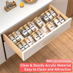 2-Tier Non-Slip Spice Drawer Organizer, 2-Pack Checkered Frosted Clear Acrylic, Expandable (11''-22'') Spice Rack for Kitchen Drawer Storage – Holds Seasonings, Herbs, and Spices (Jars Not Included)