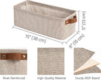 StorageWorks Narrow Storage Bins, Small Basket for Closet and Shelves, Fabric Organizer with Handles, Toilet Paper Storage, Brown and Beige, 2-Pack