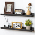 Picture Ledge Shelf for Wall, 24 inch Solid Pine Wood Nursery Book Shelves 2 Packs, Floating Ledge Shelves for Kids' Room Bedroom Bathroom Living Room Photo Frames Office Nursey Wall Decor, Black