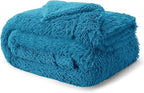 Bedsure GentleSoft Fluffy Bright Blue Blankets Queen Size for Bed, Thick Sherpa Faux Fur Fleece Fuzzy Plush Winter Warm Soft Queen Blankets, Bedroom Decor Blue Cozy Gifts for Women Men, 90x90