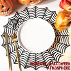8 Pcs Spider Web Placemats - 15" Heat Insulation Table Mats - Hollow Out Spiderweb Coasters for Dining Table Halloween Decoration (Black)