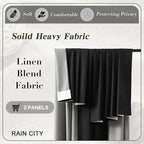RAIN CITY Black Blackout Curtains 50 x 120-inches Long 2 Panels,100 Inch Wide Total Modern Farmouse Thermal Insulated Energy Saving Window Drapery for Living Room