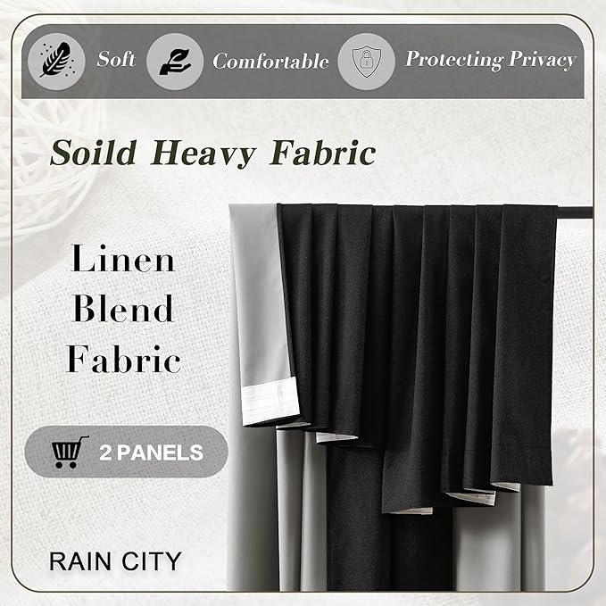 RAIN CITY Full Blackout Curtains 90 Inch Long, Black Out Curtains 2 Panels Set Burg, Back Tab Pocket Track Pleated Look Curtains for Bedroom Living Room Sliding Glass Door-50x90