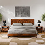 Bme Georgina Solid Wood Nightstand with 1 Drawer & Open Shelf- Fully Assembled Mid Century Modern Side Table - Geometric Pattern Bedside Dresser for Bedroom and Living Room, Dark Chocolate