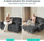 LINSY HOME Loveseat Sofa with Pull Out Couch: 2-in-1 Convertible 2 Seater Sofa Chaise with USB Charging & Cup Holders, Comfy Plush Corduroy Love Seat for Small Spaces Living Room Apartment, Grey