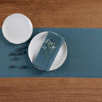 Solino Home Linen Table Runner 60 Inches - 100% Pure Linen Peacock Blue Table Runner 14 x 60 Inch Ideal for Dresser and Coffee Tables - Fete