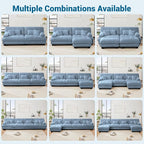 Modular Sectional Sofa, Comfy Cloud Couch Oversized Loveseat with Ottoman, Sectional Couches for Living Room, Modern Chenille U Shaped Couch, Sleeper Deep Seat Sofa with Throw Pillows, Blue