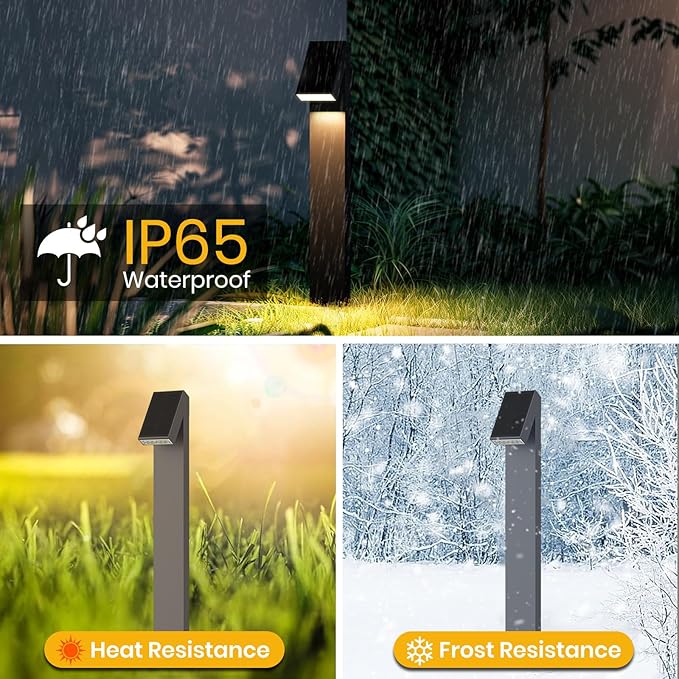 Solar Pathway Lights, Dimmable Metal Solar Landscape Path Lights IP65, 3000K Solars Walkway Light for Outside, Garden Yard Patio Path Lawn Decor, 2pcs