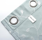 MIUCO Floral Embroidered Semi Sheer Curtains Linen Look Grommet Window Curtains for Bedroom 52 x 95 Inch 2 Panels, Sea Foam