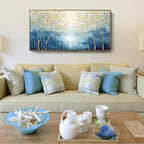 amatop Large Framed Abstract Canvas Wall Art Navy Blue Art Print Modern Nature Tree of Life Artwork Birch Contemporary Landscape Picture for Office Living Room Bedroom Hallway Home Decor 48x24 Inch