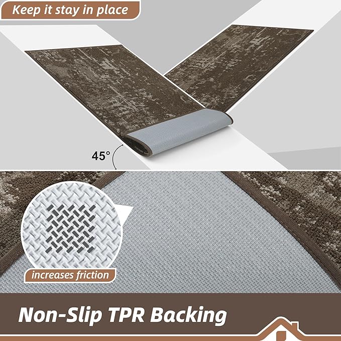 BEQHAUSE Dirt Trapper Door Mat 20"x32" Non-Slip Door Mats Washable Entryway Rugs Stain Resistant Doormat Absorbent Welcome Floor Mat for Front Back Door, Muddy Wet Shoes & Paws,Brown