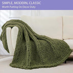 Bigacogo Chunky Knit Throw Blanket for Couch, 51x63 inches, 100% Hand Knitted with Thick Jumbo Chenille Yarn, Cozy Soft Large Rope Knot Cable Crochet Blankets for Sofa Bed Living Room, Yellow Green
