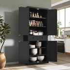 ARTPOWER 72" Tall Kitchen Pantry Storage Cabinet with Drawer and Adjustable Shelves, Pantry Cabinet for Kitchen, Bathroom or Hallway, Black