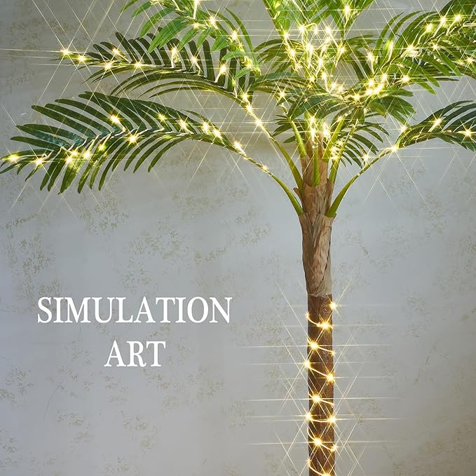 Birchlitland Lighted Palm Trees for Outside Patio 6FT 220 LED Fairy Lights, Artificial Palm Tree Lights Plug in for Home Pool Beach Decoration