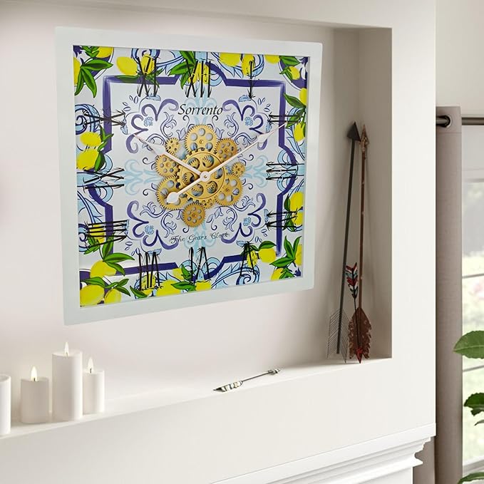 The Gears Clock Wall Clock Italy Collection with Moving Gears (Sorrento, 24 inches (60 cm))