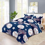 Baseball Comforter Set Queen,Sports Bedding Sets for Boys,Blue Sports Comforter Queen Bedroom Decor,Baseball Bedding Teen for All Seasons,Blue Quilt Kids Bedroom Decor
