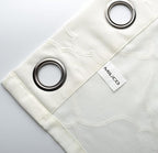 MIUCO Moroccan Embroidery Semi Sheer Curtains Faux Linen Grommet Curtains for Bedroom 52 x 63 Inch 2 Panels, Off White