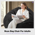 Hobestluk 4.5FT Bean Bag Chair Giant Bean Bag Chair with Filler Included Adult Bean Bag Chairs with Removable Cover for Bedroom Living Room - (Jumbo, Black)