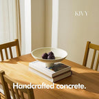 KIVY Concrete Fruit Bowl for Kitchen Counter - Large Decorative Pedestal Bowl for Home Decor - Modern Key Bowl for Entryway Table - White