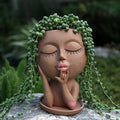 Face Flower Pots Head Planter, Cute Resin Planters for Indoor Outdoor Plants, Macetas para Plantas Funny Head Plant Pot