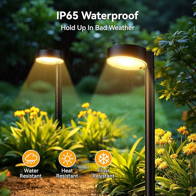 8 Pack Solar Pathway Lights Outdoor, 12 Brighter LED Solar Lights Outdoor Waterproof, Up to 12 Hrs Modern Path Light for Yard Garden Walkway Driveway Lawn (8 Pack)