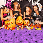 Whaline 8 Pcs Halloween Plastic Tablecloths Colored Spider Web Disposable Table Cover Spiderweb Rectangle Table Cloth for Trick or Treat Holiday Party Decor, 54 x 108 Inch