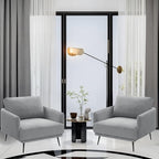 Oversized Accent Chair Set of 2 for Living Room Chairs Reading Arm Chair Comfy Modern Single Sofa Side Chairs with Metal Legs & Soft Cushion for Bedroom, Balcony,Waiting Room (Polyester, Grey)
