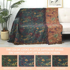 Boho Throw Blanket for Bed - 100% Pure Cotton Ultra Soft Rustic Quilt - Farmhouse Decor Bed Blankets, All Season Rustic Throw for Sofa Couch Chair(80''x 90'', Floral)