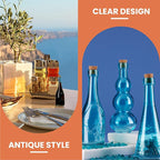 Small Blue Vintage Glass Bottles with Corks, Mini Vases, Decorative, Potion, Assorted Design Set of 12 pcs, 4.6 Inch Tall (11.43cm), 1.4 Inch Wide (3.56cm)