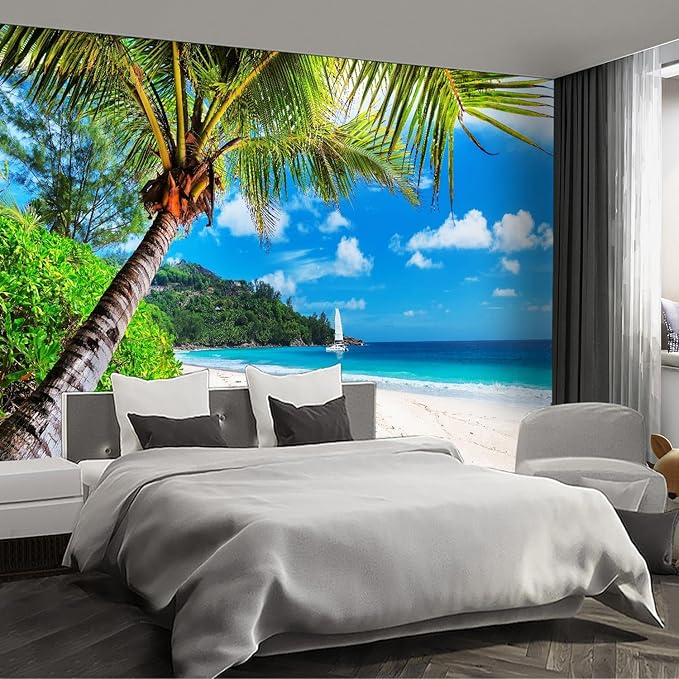 Beach Wall murals Peel and Stick Wallpaper for Bedroom Living Room - 85"x118"
