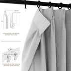 150 Inches Extra Wide Room Divider Draperies, Pinch Pleat Drapes, Absolutely Blackout Sliding Door Drapery, Total Privacy Ceiling Track Curtains, 150" W by 102" L, Silver Grey (1 Panel)