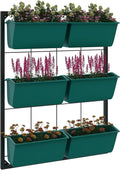 Outsunny 3-Tier Wall Planter with 6 Pots for Indoor and Outdoor Use, Hanging Plant Holder, Self Draining Wall Mounted Planter for Vegetables, Flowers, Herbs, Green