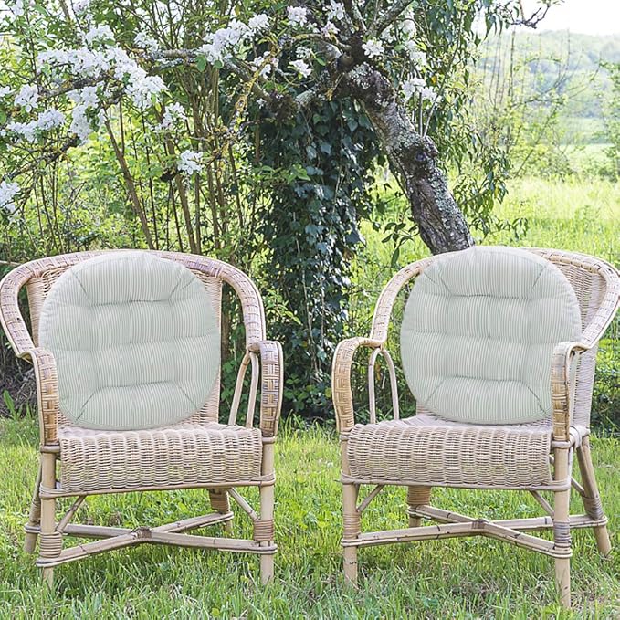 Tiita Striped Seat Cushion 2 Pack Beige Round Floor Pillows 22"x22" Chair Pad Cushions for Indoor/Outdoor Hanging Swing Chair Window Pads, Beige
