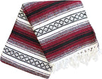 Del Mex Classic Mexican Blanket, Large Authentic Woven Falsa Throw (70"x50"), Artisan Southwest Décor for Beach, Yoga, Outdoors (Burgundy)