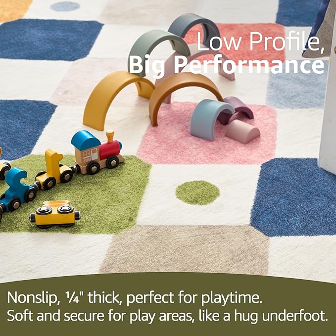 jinchan Kids Rug for Nursery 6ft Radius Corner Washable Area Rug Modern Colorful Quarter Circle Rug Soft Non-Slip Carpet for Bedroom Playroom Daycare Reading Nook Kitchen Classroom Circus on Cream