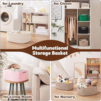 OIAHOMY Storage Basket for Shelves, Closet Cube Storage Bins Baskets for Clothes Blanket Towels, Baby Nursery, Toy Baskets Box, Woven Rope Basket, 17.72*12.99*7.87 IN, 2 Packs White