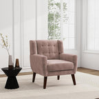 UIXE Accent Chair, Velvet Upholstered Armchair for Living Room, Modern Club Arm Chairs Comfy Single Sofa Button Tufted Bedroom Reading Seat - Skin Pink, Set of 1