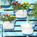 Sungmor Wall Hanging Planters,11.5 Inch Hanging Flower Pots for Railing Fence - Indoor Outdoor Balcony Wall Hanging Basket, Plastic Plant Pot Container - Half Round & 3PC Pack & Grey White