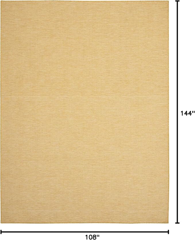 Nourison Home Positano Yellow 9' x 12' Area Rug, Modern, Solid, Indoor/Outdoor, Easy Cleaning, Non Shedding, Bed Room, Living Room, Deck, Backyard