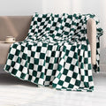LOMAO Throw Blankets Flannel Blanket with Checkerboard Grid Pattern Soft Throw Blanket for Couch, Bed, Sofa Luxurious Warm and Cozy for All Seasons (Green, 50"x60")