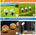 Solar Globe Lights Outdoor Waterproof-Solar Balls-Solar Garden Lights-Orbs for Outside 2 Pack Cracked Glass Ball for Lawn Patio Yard Backyard Decorations