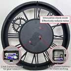The B-Style Large Wall Clock 24 inch Moving Gear Wall Clock Oversized Vintage Farmhouse Wall Clocks for Living Room Decor Rustic Industrial Wood Clock (Carbon Gray, 36 inch/90cm)