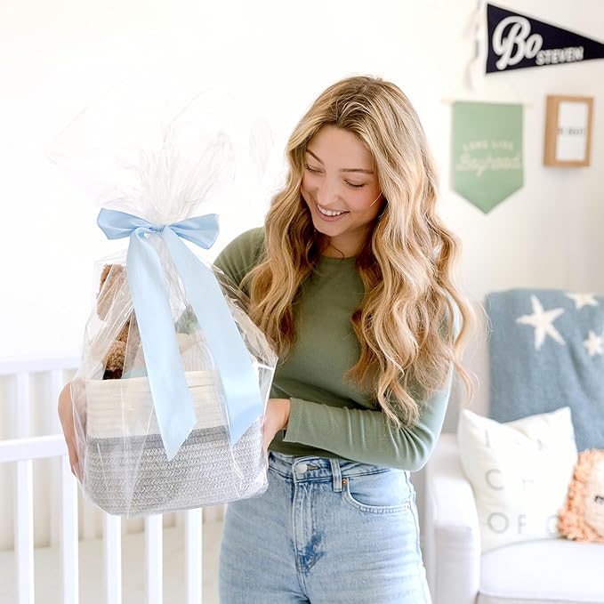 NaturalCozy Storage Cubes 9”x9”x7”Cotton Rope Woven Baskets for Organizing 3-Pack | 9 Inch Cube Storage Bin | Small Basket for Shelf Nursery, Pantry, Decorative Plant, Bathroom Closet, Toy Gift